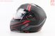 Шлем модуляр, закрытый с откидным подбородком+откидные очки BLD-158 L (59-60см), ЧЁРНЫЙ матовый с красно-серым рисунком, фото – 4