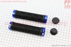 Фото товара – Ручки руля 130мм с зажимом Lock-On с двух сторон, черно-синие TPE-093