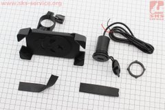 Фото товара – Держатель телефона на руль с черным рисунком + USB зарядка (миним. размер телефона 60*124мм, макс. размер 80*160мм), тип 1