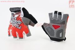 Фото товара – Перчатки без пальцев XL красно-бело-серые, с гелевыми вставками под ладонь