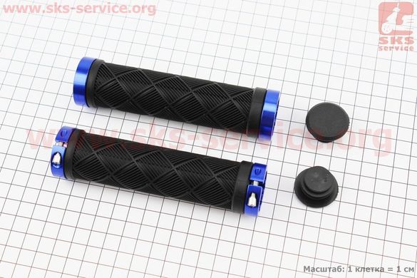Фото товару – Ручки керма 130мм з затискачем Lock-On з двох сторін, чорно-сині TPE-093