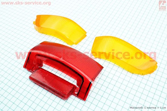 Фото товару – Honda DIO AF-18 "скло" - стопа, червоне + поворотів, жовті к-кт 3шт