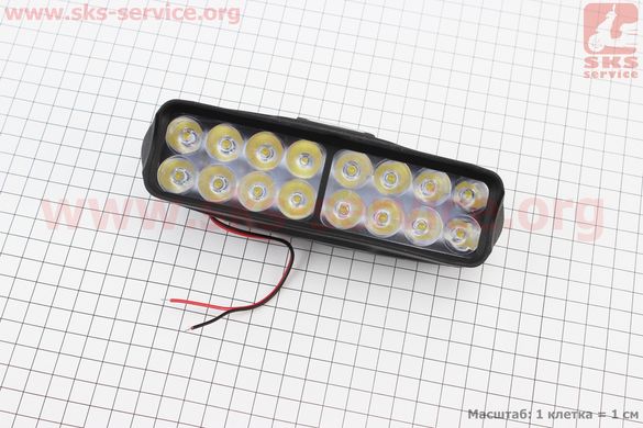 Фото товару – Фара додаткова світлодіодна вологозахисна - 16 LED з кріпленням, прямокутна 160*50мм
