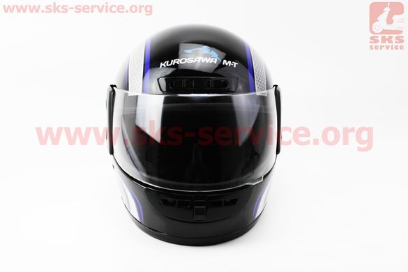 Фото товара – Шлем закрытый HF-101 М- ЧЕРНЫЙ с сине-серым рисунком Q233-BL