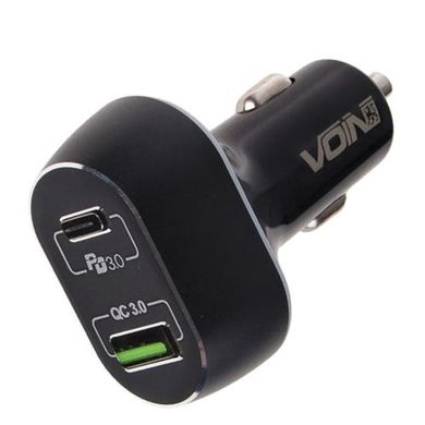 Фото товара – Автомобильное зарядное устройство для VOIN 63W, 1USB QC3.0 18W + 1PD 45W, 12/24V