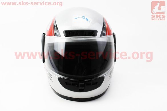 Фото товара – Шлем закрытый HF-101 M- СЕРЫЙ с красно-черным рисунком Q23-R