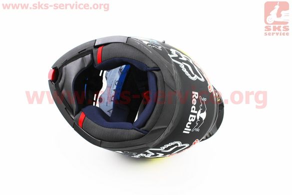 Фото товара – Шлем закрытый с откидным подбородком+очки FF328 REDBULL L - ЧЕРНЫЙ матовый с рисунком