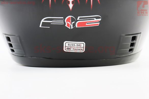 Фото товара – Шлем интеграл, закрытый 825-4 S, ЧЁРНЫЙ с красным рисунком "хищник" (возможны дефекты покраски), тип 1