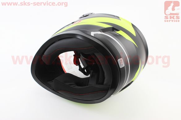 Фото товара – Шлем закрытый BLD-М65 М- ЧЕРНЫЙ матовый с салатовым рисунком