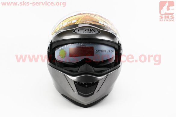 Фото товара – Шлем закрытый с откидным подбородком+очки HF-119 L- СЕРЫЙ глянец