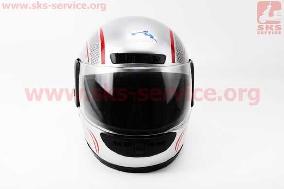 Фото товара – Шлем закрытый HF-101 М- СЕРЫЙ с красно-серым рисунком Q233-R