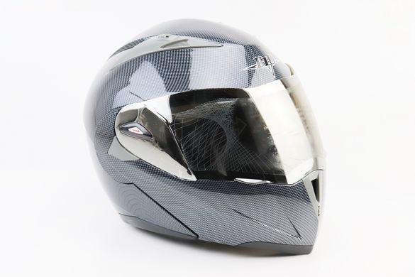 Фото товара – Шлем модуляр, закрытый с откидным подбородком+откидные очки BLD-158 М (57-58см), "КАРБОН" глянец
