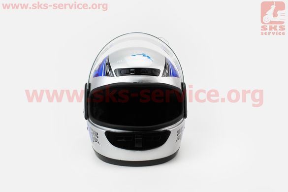 Фото товара – Шлем закрытый HF-101 M- СЕРЫЙ с черно-синим рисунком Q23-BL