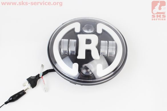 Фото товара – Фары круглой передняя часть с ободком "R" универсальная 6-LED, d-180mm, МОТО TUNING