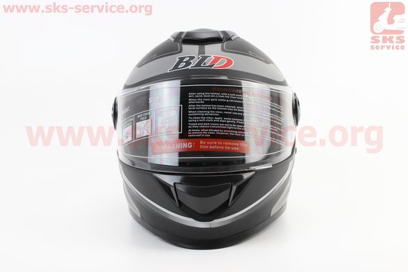 Фото товара – Шлем закрытый BLD-М65 M- ЧЕРНЫЙ матовый с серым рисунком