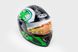 Шлем закрытый HF-122 L- ЧЕРНЫЙ глянец с бело-зеленым рисунком Q100G, фото – 1