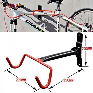 Фото товара – Крепление велосипеда за раму к стене складное, чёрно-красное HS-017 (без дюбелей)