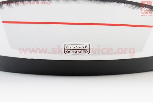 Фото товара – Шлем закрытый 825-3 S- БЕЛЫЙ с рисунком сине-белой полосой (возможны царапины, дефекты покраски)