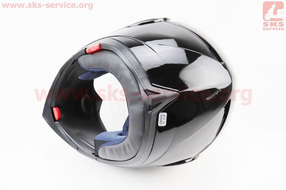 Фото товара – Шлем модуляр, закрытый с откидным подбородком+откидные очки BLD-158 М (57-58см), ЧЁРНЫЙ глянец