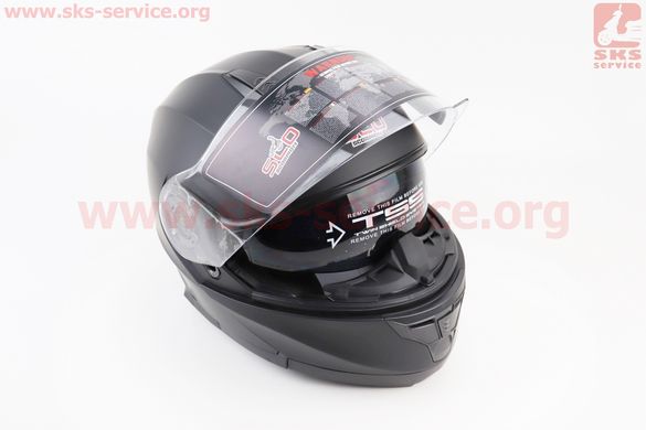 Фото товара – Шлем закрытый с откидным подбородком (сертификации DOT / ECE) + откидные очки SCO-162 S (55-56см), ЧЕРНЫЙ матовый