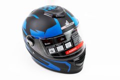 Фото товара – Шлем закрытый SCO-М65 S- ЧЕРНЫЙ матовый с синим рисунком