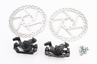 Фото товара &ndash; Тормоз Disk-brake передний (F160/R140мм)+задний (F180/R160мм), диски 160мм, крепл. 6 болтов, чёрный DX-2005