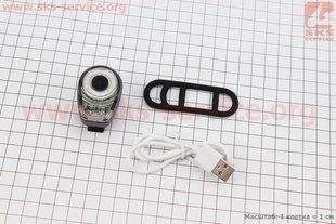 Фото товару &ndash; Ліхтар задній 100 lumen, алюмінієвий, Li-ion 3.7V 500mAh зарядка від USB, вологозахисний, сірий BK200