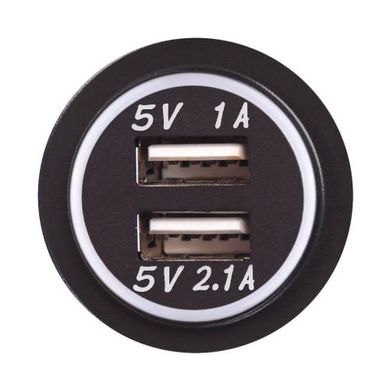Фото товару – Автомобільний зарядний пристрій 2 USB 12-24V урізне в планку NEW