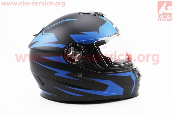 Фото товара – Шлем закрытый SCO-М65 S- ЧЕРНЫЙ матовый с синим рисунком