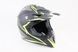 Шлем кроссовый/эндуро/АТV HF-116 XL 61-62см (наш замер 57-58см М), ЧЁРНЫЙ матовый с зелёным рисунком Q178Y, фото – 1