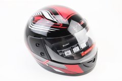 Фото товара – Шлем интеграл, закрытый 825-3 S, ЧЁРНЫЙ с красно-серым рисунком (возможны дефекты покраски, сломан воздухозаборник), тип 1