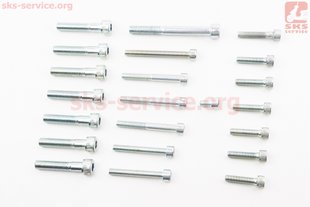 Фото товара – Болты двигателя к-кт (М6х10mm, М6х25mm-6шт, М6х30mm, М6х45mm-2шт, М6х50mm-3шт, М6х55mm, М8х40mm-7шт, М8х70mm) 638 12V