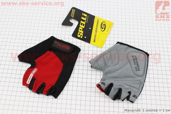 Фото товару – Перчатки без пальців M з гелевими вставками під долоню, чорно-червоні SBG-1457