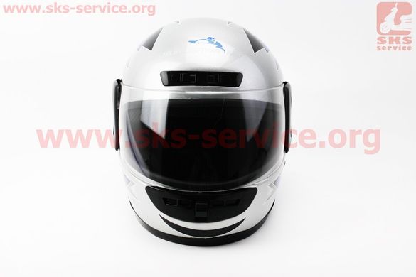 Фото товара – Шлем закрытый HF-101 M- СЕРЫЙ с сине-черным рисунком Q42-BL