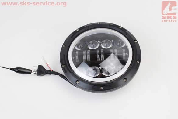Фото товару – Фари круглої передня частина з обідком "ангельське око" універсальна 16-LED, d-180mm, МОТО TUNING