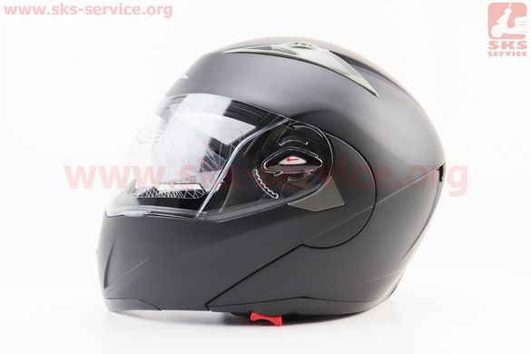 Фото товара – Шлем модуляр, закрытый с откидным подбородком+откидные очки BLD-158 М (57-58см), ЧЁРНЫЙ матовый