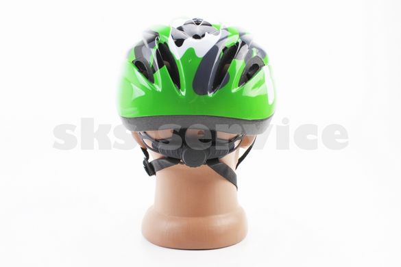 Фото товара – Шлем велосипедный подростковый M (54-57 см), 12 вент. отверстий, зелёный "КАМУФЛЯЖ" AV-021