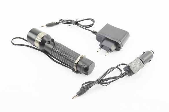 Фото товару &ndash; УЦІНКА Ліхтар передній 1 діод 2000 lumen алюмінієвий, Li-ion 3.7V 3200mAh з зарядками авто/220V, вологозахисний, чорний BL-8652 (ушкоджена зарядка)