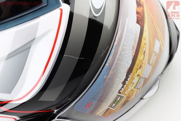 Фото товара – УЦЕНКА Шлем модуляр, закрытый с откидным подбородком+откидные очки HF-119 L, БЕЛЫЙ глянец с чёрно-серым рисунком (царапины, см. фото)
