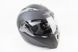 Шлем модуляр, закрытый с откидным подбородком+откидные очки BLD-158 М (57-58см), ЧЁРНЫЙ матовый, фото – 1