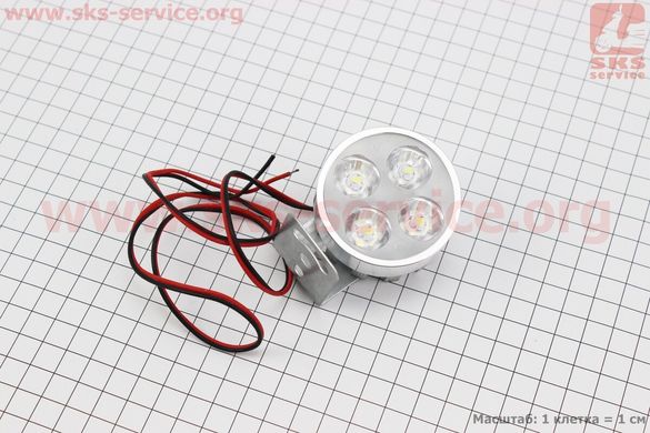 Фото товару – Фара додаткова світлодіодна - 4 LED з кріпленням