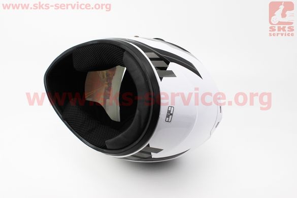 Фото товара – Шлем закрытый HF-111 S- БЕЛЫЙ с черным рисунком Q151-S