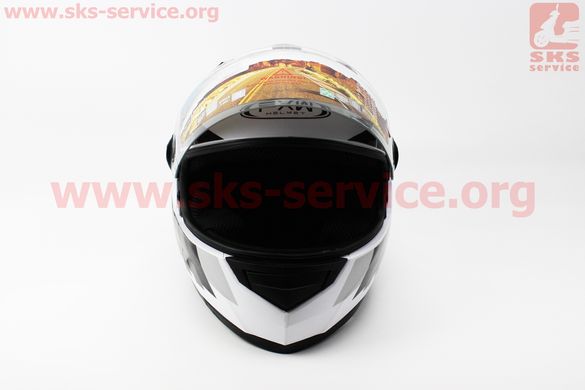 Фото товара – Шлем закрытый HF-111 S- БЕЛЫЙ с черным рисунком Q151-S