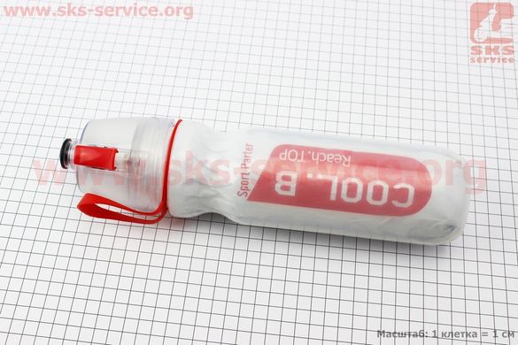 Фото товару – Фляга-термо пластикова 500мл, з аерозольним клапаном, біло-червона COOL.B