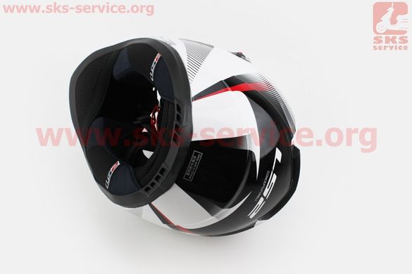 Фото товара – Шлем закрытый TYRELL II FF358 XL - БЕЛЫЙ с рисунком черно-серо-красным