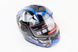 Шлем модуляр, закрытый с откидным подбородком+откидные очки BLD-159 S (55-56см), ЧЁРНЫЙ глянец с сине-серым рисунком, фото – 1