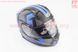 Шлем закрытый с откидным подбородком (сертификации DOT / ECE) + откидные очки SCO-162 М (57-58см), ЧЕРНЫЙ матовый с сине-серым рисунком, фото – 2