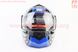Шлем модуляр, закрытый с откидным подбородком+откидные очки BLD-159 S (55-56см), ЧЁРНЫЙ глянец с сине-серым рисунком, фото – 6