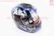 Шлем модуляр, закрытый с откидным подбородком+откидные очки BLD-159 S (55-56см), ЧЁРНЫЙ глянец с сине-серым рисунком, фото – 2