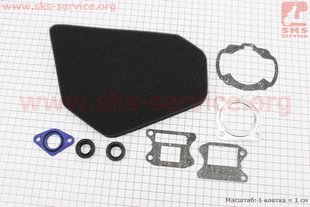 Фото товара – Сальник двигателя 2шт, прокладки 5шт, фильтр (поролон) воздушный к-кт Honda DIO AF18 (15,5x25,5x7; 15,5x25,5x7)